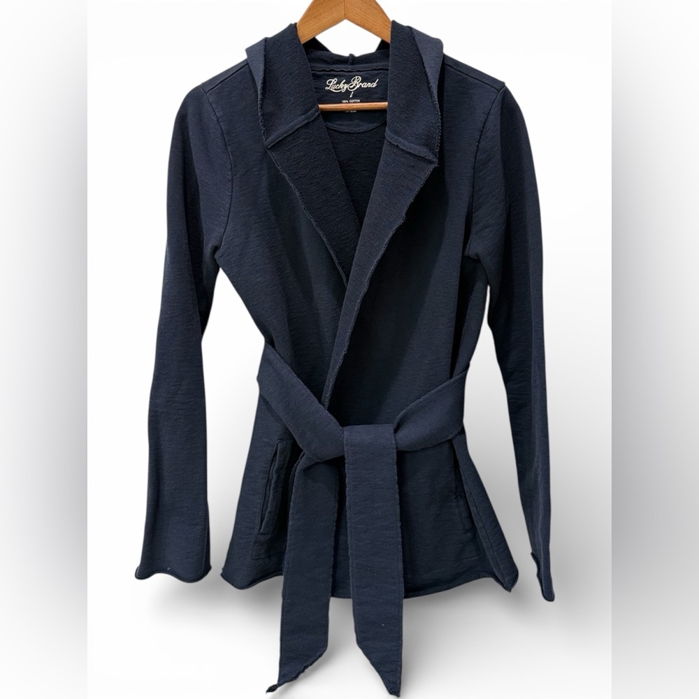 Lucky Brand Women’s Black Hooded Wrap Cardigan | Size Small